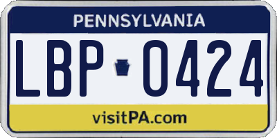 PA license plate LBP0424