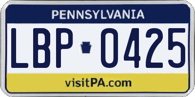 PA license plate LBP0425
