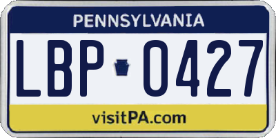 PA license plate LBP0427