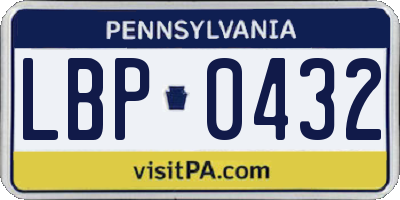 PA license plate LBP0432