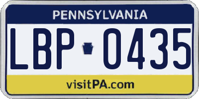 PA license plate LBP0435