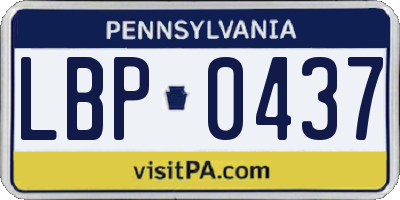 PA license plate LBP0437
