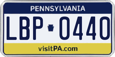 PA license plate LBP0440