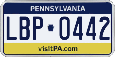 PA license plate LBP0442