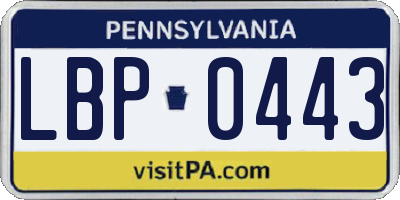 PA license plate LBP0443