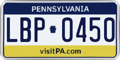 PA license plate LBP0450
