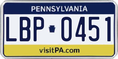 PA license plate LBP0451