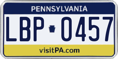 PA license plate LBP0457
