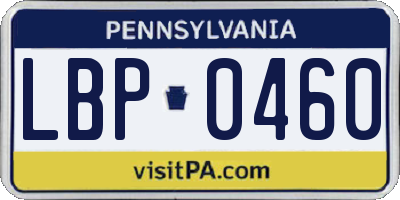 PA license plate LBP0460