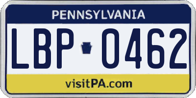 PA license plate LBP0462
