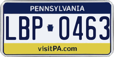 PA license plate LBP0463
