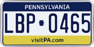 PA license plate LBP0465