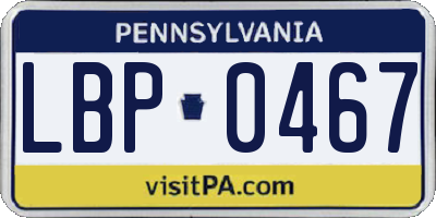 PA license plate LBP0467