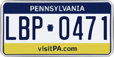 PA license plate LBP0471