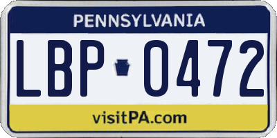 PA license plate LBP0472