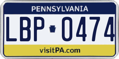 PA license plate LBP0474