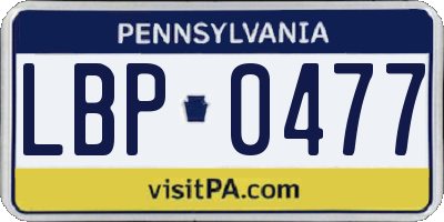 PA license plate LBP0477