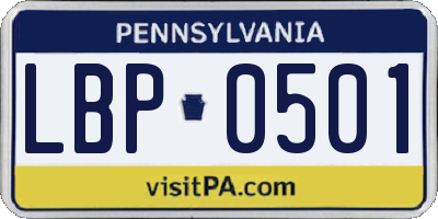 PA license plate LBP0501