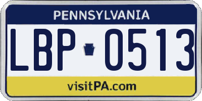 PA license plate LBP0513