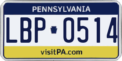 PA license plate LBP0514