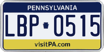 PA license plate LBP0515