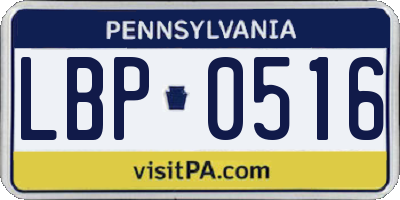 PA license plate LBP0516