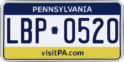 PA license plate LBP0520