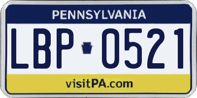 PA license plate LBP0521
