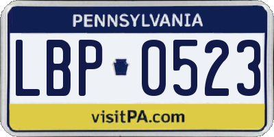 PA license plate LBP0523