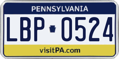 PA license plate LBP0524