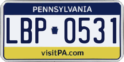 PA license plate LBP0531