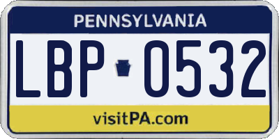 PA license plate LBP0532