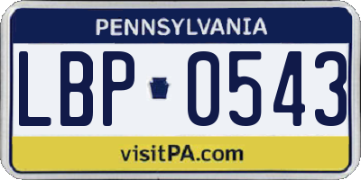 PA license plate LBP0543
