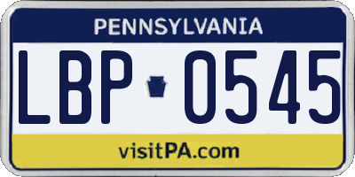 PA license plate LBP0545