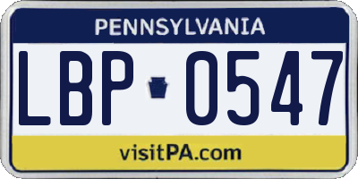 PA license plate LBP0547