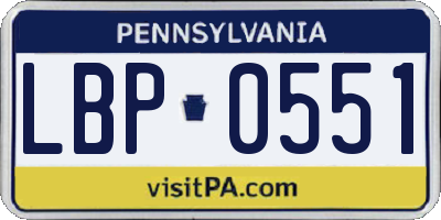 PA license plate LBP0551