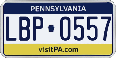 PA license plate LBP0557