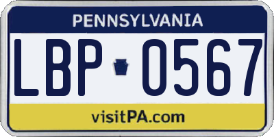 PA license plate LBP0567
