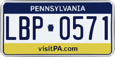 PA license plate LBP0571
