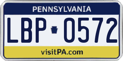 PA license plate LBP0572