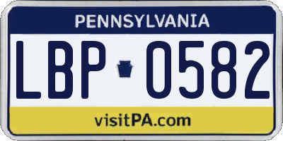 PA license plate LBP0582