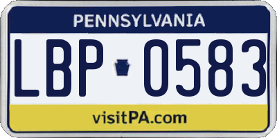 PA license plate LBP0583