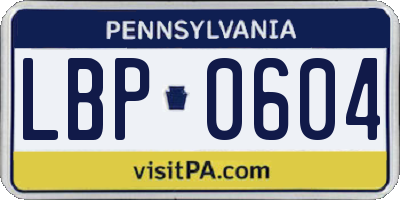 PA license plate LBP0604