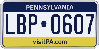 PA license plate LBP0607