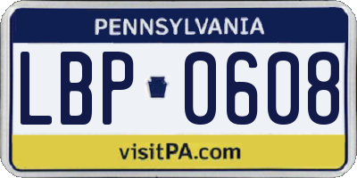 PA license plate LBP0608