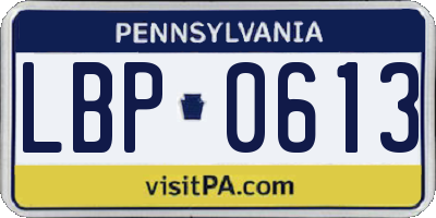 PA license plate LBP0613