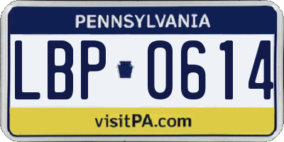 PA license plate LBP0614