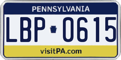 PA license plate LBP0615