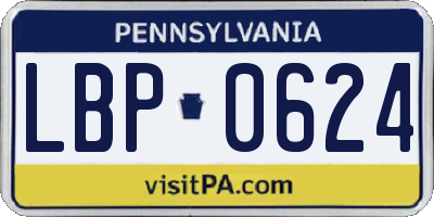 PA license plate LBP0624