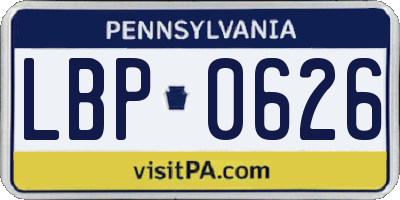 PA license plate LBP0626